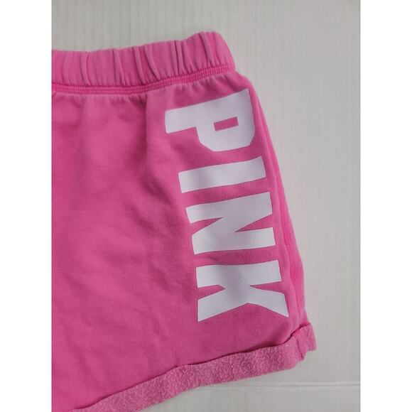 Victorias Secret Pink Sweat Shorts SZ XS Pink Drawstring Pockets Logo Y2K - Picture 7 of 7